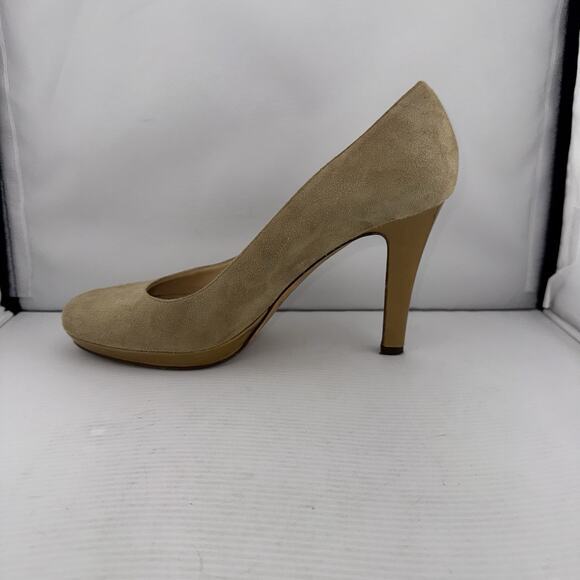 Kate Spade New York Round Toe Pump 3.5” Heels Beige‎ Suede 8B Made In Italy - Picture 5 of 13